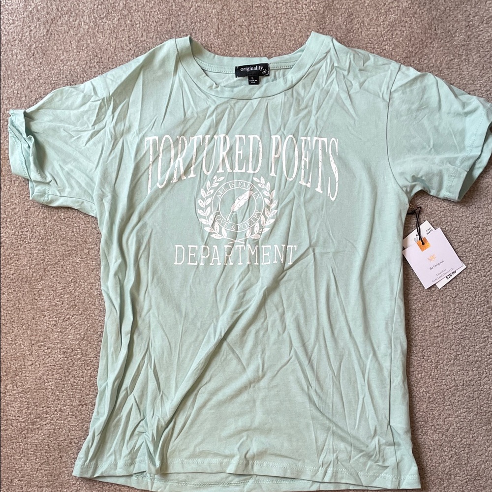 Tortured Poets Mint Green Kids Tee -Taylor swift girls shirt